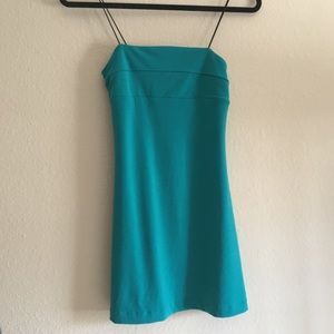 Thin Strap Teal Slip Dress